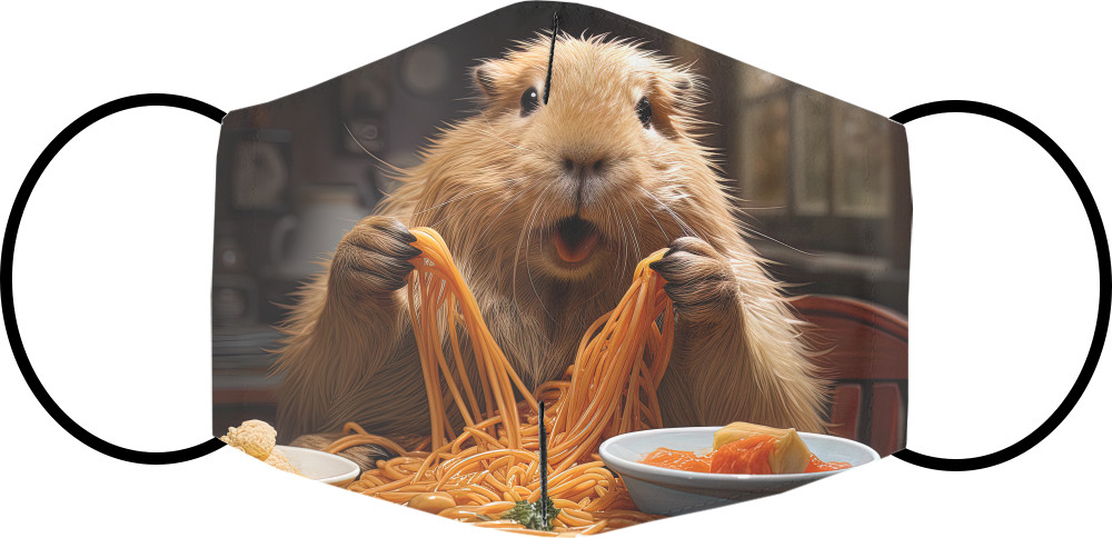 Capybara eats noodles