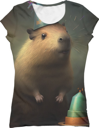 Women's T-Shirt 3D -  Capybara in a cap - Mfest