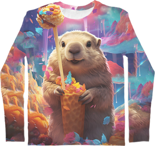 Men's Longsleeve Shirt 3D - Bright moments from the capybara - Mfest