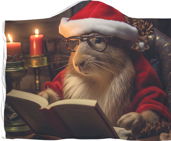 Capybara wearing a Santa Claus hat