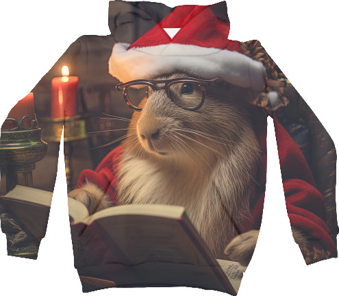 Kids' Hoodie 3D - Capybara wearing a Santa Claus hat - Mfest