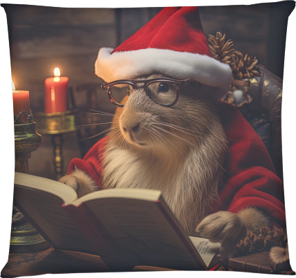 Capybara wearing a Santa Claus hat