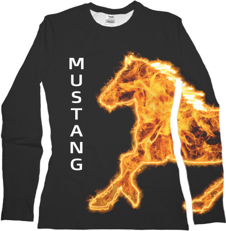 Women's Longsleeve Shirt 3D - Mustang fire - Mfest