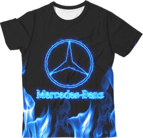 Футболка 3D Чоловіча - Mercedes-benz blue neon - Mfest