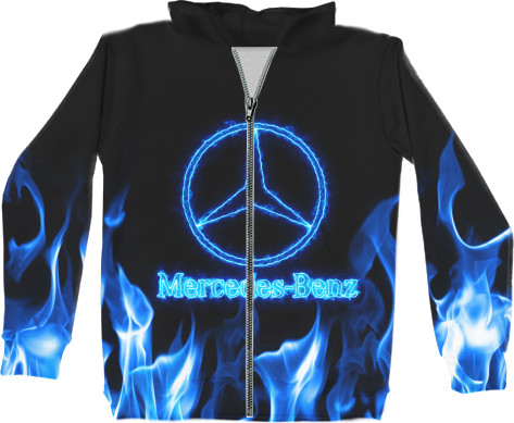 Unisex Zip-through Hoodie 3D - Mercedes-benz blue neon - Mfest