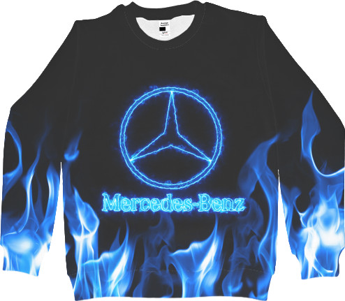 Men's Sweatshirt 3D - Mercedes-benz blue neon - Mfest