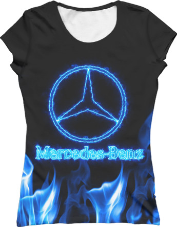 Women's T-Shirt 3D - Mercedes-benz blue neon - Mfest