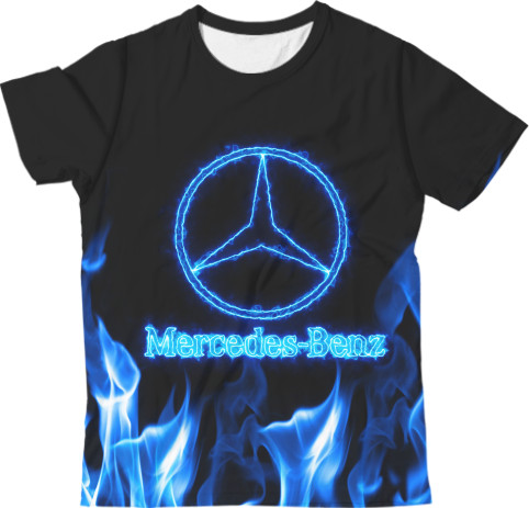 Kids' T-Shirt 3D - Mercedes-benz blue neon - Mfest