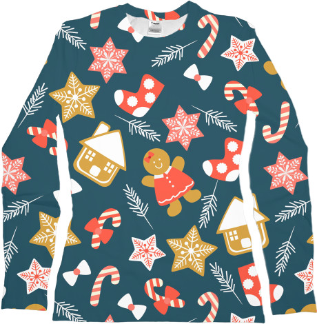 Women's Longsleeve Shirt 3D - Christmas Pattern 5 - Mfest