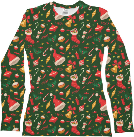 Women's Longsleeve Shirt 3D - Christmas Pattern 4 - Mfest