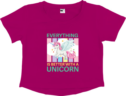 Women's Cropped Premium T-Shirt - Everything is better with a unicorn - Mfest