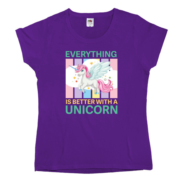 Women's T-shirt Fruit of the loom - Everything is better with a unicorn - Mfest