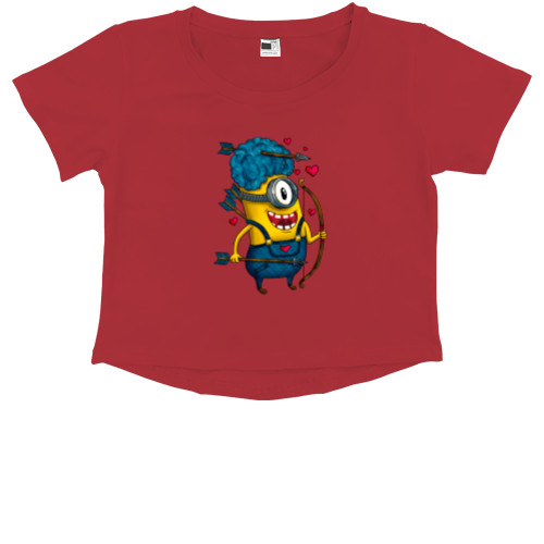 Kids' Premium Cropped T-Shirt - Minion Cupid - Mfest