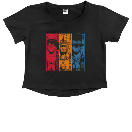 Kids' Premium Cropped T-Shirt - Luffy Sabo Ace - Mfest