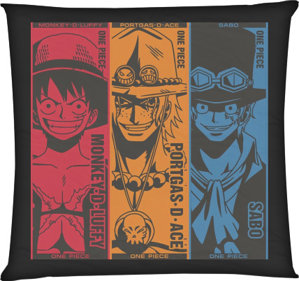 Square Throw Pillow - Luffy Sabo Ace - Mfest