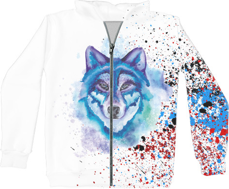 Unisex Zip-through Hoodie 3D - Colorful wolf - Mfest