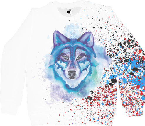 Men's Sweatshirt 3D - Colorful wolf - Mfest