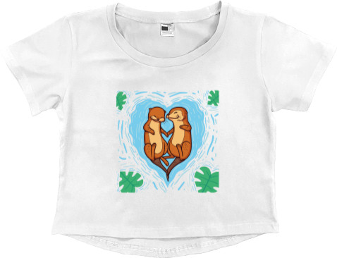 Women's Cropped Premium T-Shirt -  Beavers in love - Mfest