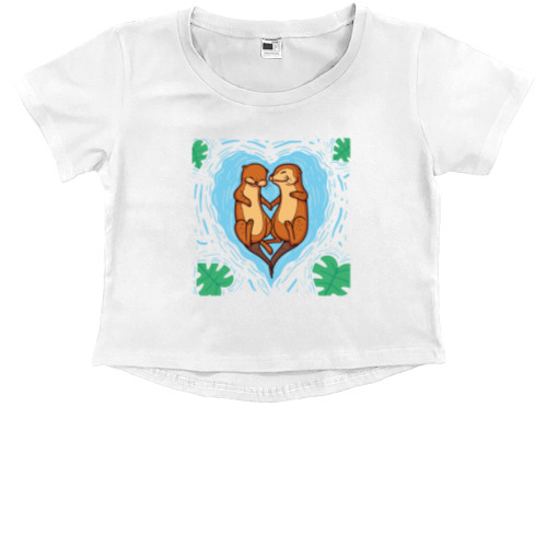 Kids' Premium Cropped T-Shirt -  Beavers in love - Mfest