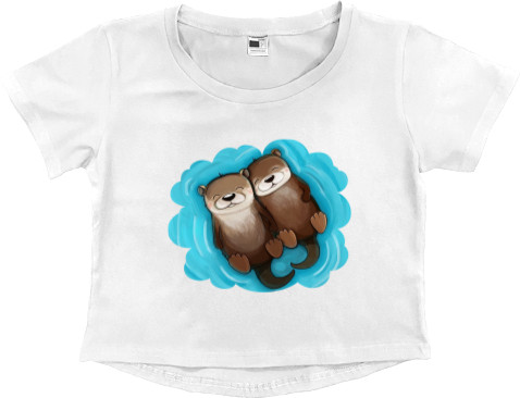 Women's Cropped Premium T-Shirt - Otters in love - Mfest