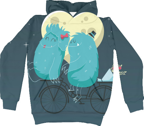 Kids' Hoodie 3D - Monsters in love - Mfest