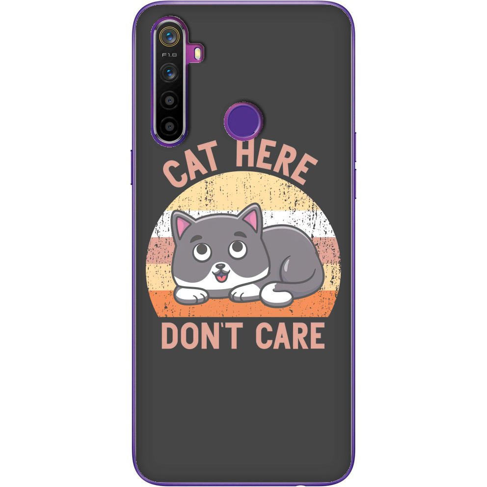 Чехол Realme - Cat here don't care - Mfest