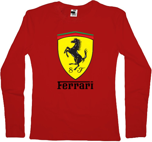 Футболка з Довгим Рукавом Жіноча - Ferrari logo 2 - Mfest