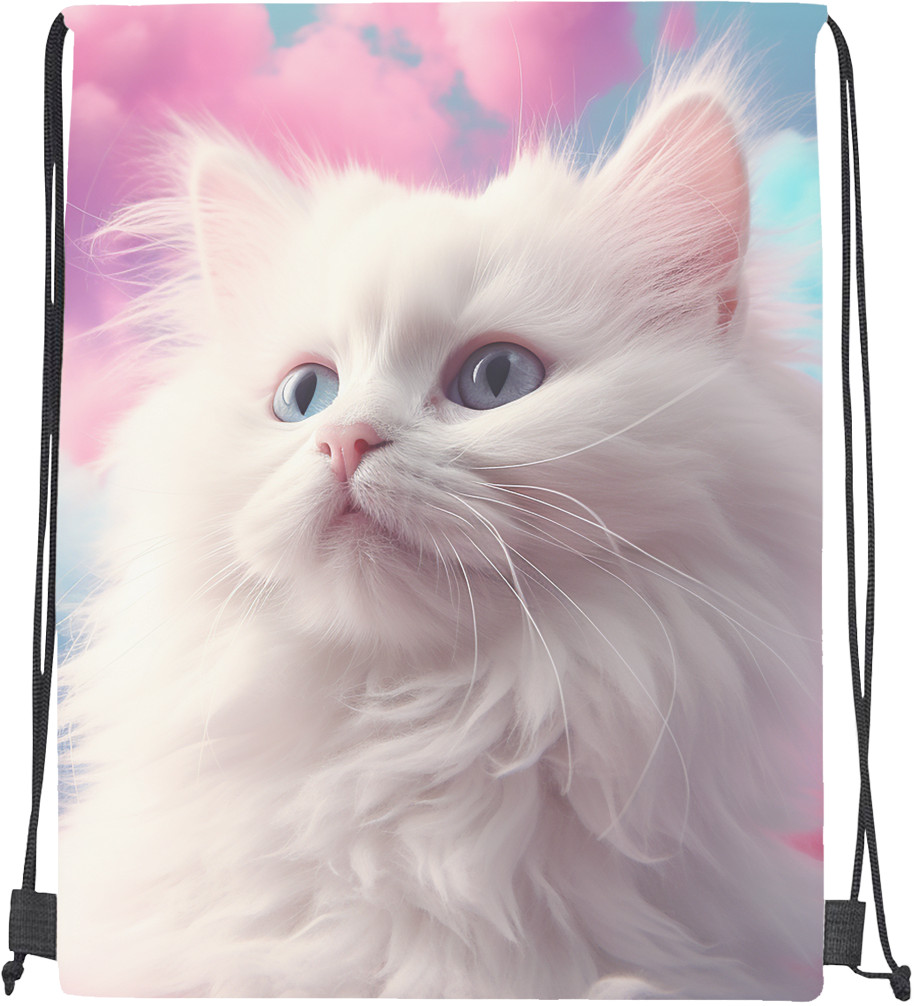 Drawstring Bag - Kitten with colorful clouds - Mfest