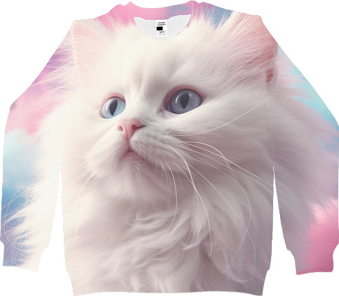 Men's Sweatshirt 3D - Kitten with colorful clouds - Mfest