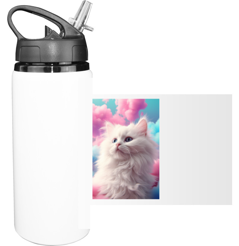 Sport Water Bottle - Kitten with colorful clouds - Mfest