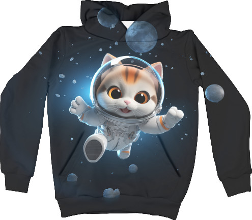 Kids' Hoodie 3D -  Cat in space - Mfest