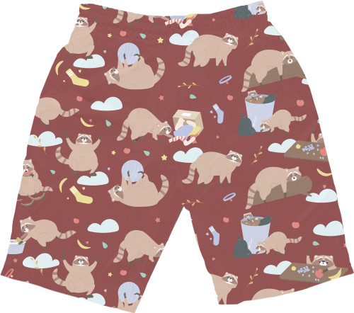 Men's Shorts 3D - Cute raccoons - Mfest