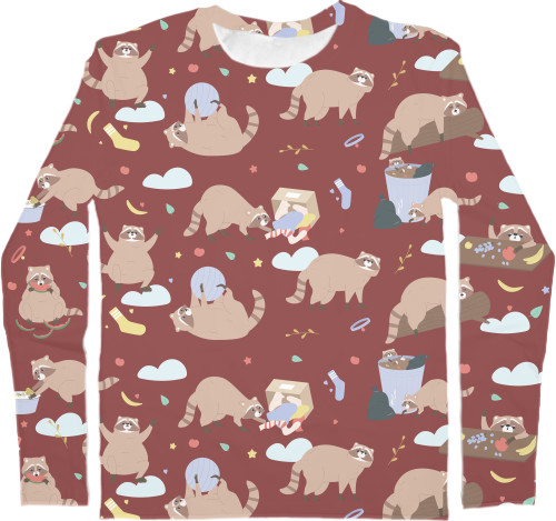 Kids' Longsleeve Shirt 3D - Cute raccoons - Mfest