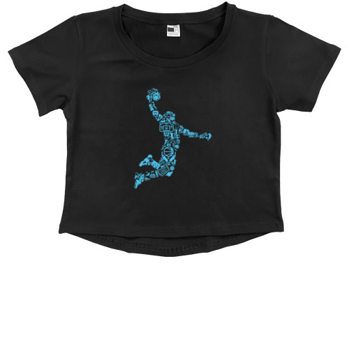 Kids' Premium Cropped T-Shirt - Basketball сollage  - Mfest