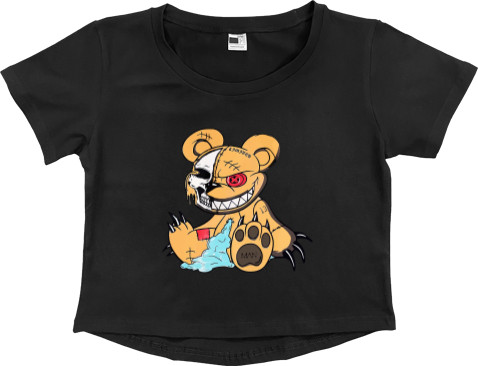 Women's Cropped Premium T-Shirt - Angry teddy bear - Mfest