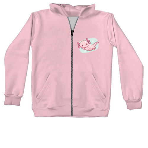 Морские животные - Hoodie with zipper kids - Pink axolotl - Mfest