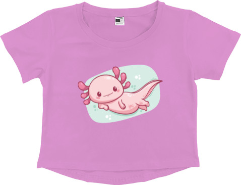 Women's Cropped Premium T-Shirt - Pink axolotl - Mfest