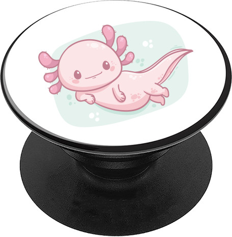 Морские животные - PopSocket Stand for mobile - Pink axolotl - Mfest