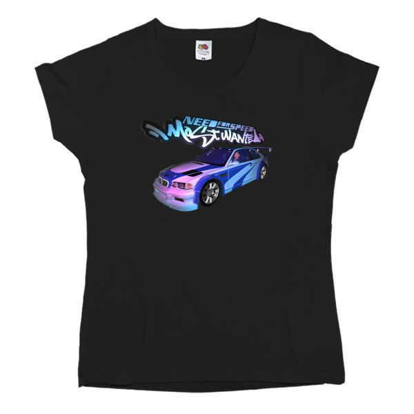 Women's T-shirt Fruit of the loom - NFS Most Wanted neon bmw - Mfest