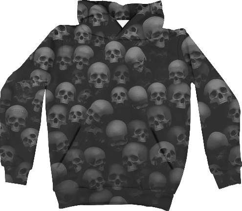 Kids' Hoodie 3D - Wall of Skulls Skeleton - Mfest