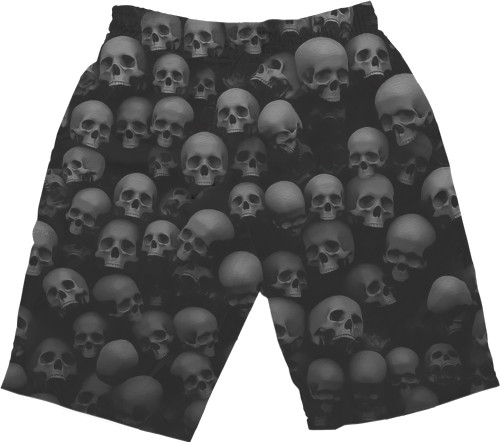 Men's Shorts 3D - Wall of Skulls Skeleton - Mfest