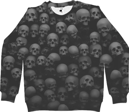 Kids' Sweatshirt 3D - Wall of Skulls Skeleton - Mfest