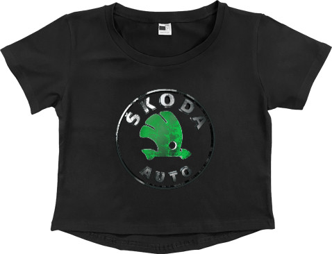 Women's Cropped Premium T-Shirt - Skoda Auto 3D - Mfest