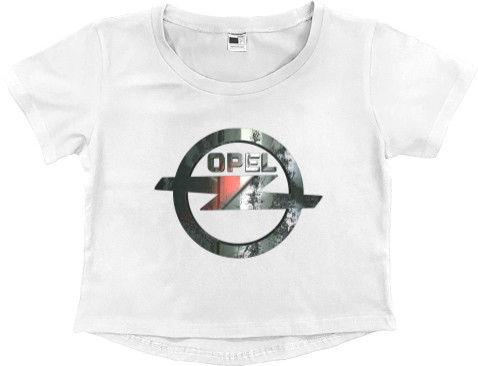 Women's Cropped Premium T-Shirt - Opel 3D Metal - Mfest