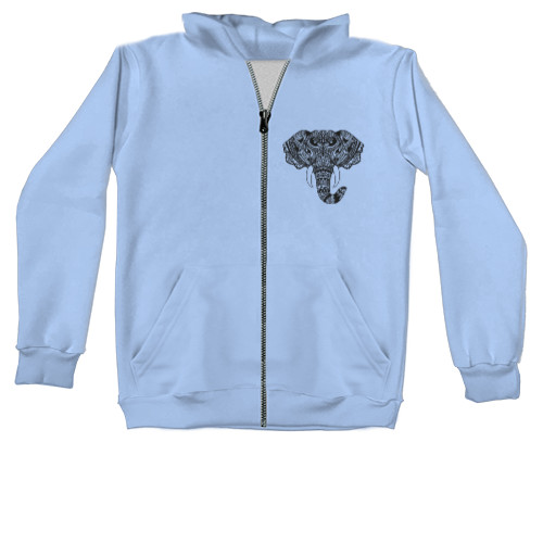 Kids' Zip-through Hoodie -  Elephant art - Mfest