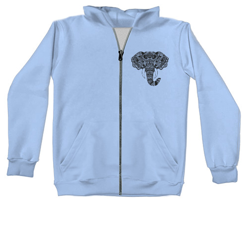 Unisex Zip-through Hoodie -  Elephant art - Mfest