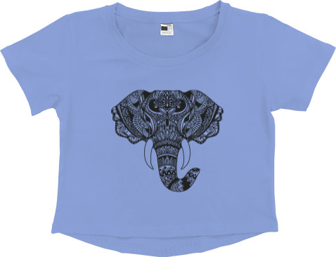 Women's Cropped Premium T-Shirt -  Elephant art - Mfest