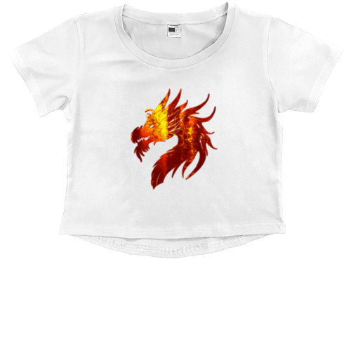 Kids' Premium Cropped T-Shirt - Fire Dragon  - Mfest