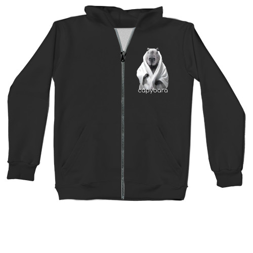 Unisex Zip-through Hoodie - Capybara in a robe - Mfest