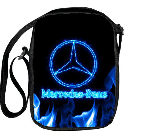 Сумка - месенджер 3D - Mercedes-benz blue neon - Mfest